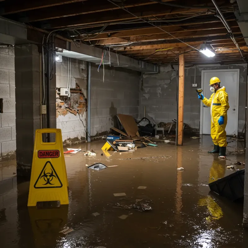 Flooded Basement Electrical Hazard in Ixonia, WI Property